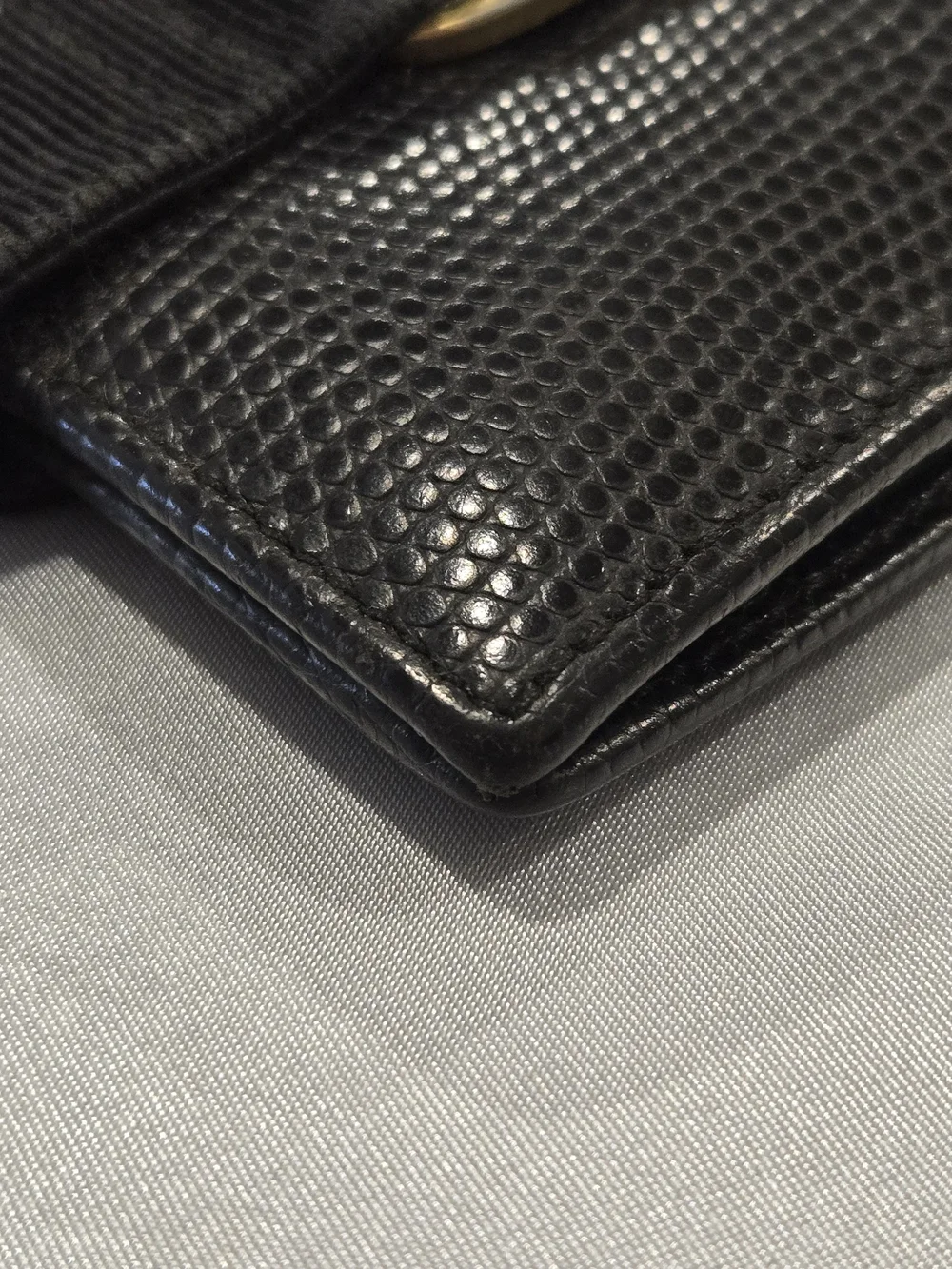Salvatore Ferragamo Black Leather Wallet with Gold Logo Plaque